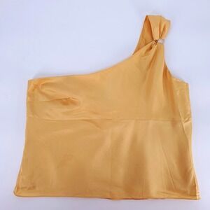 ICE Womens 100% Silk Yellow Gold One Shoulder Quiet Luxury‎ 90s Vintage Sz XL